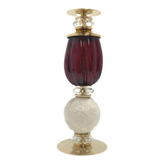 Ava Medium Candle Holder Cardinal Red With Ruby Stone. For Sale