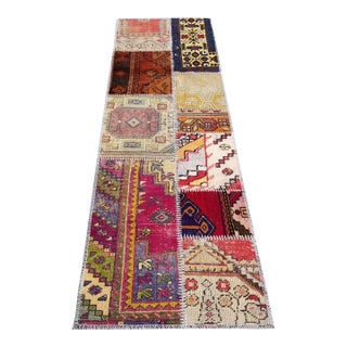 Mid 20th Century Oushak Anatolian Floral Patchwork Runner For Sale