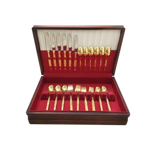 Vintage New Oneida 36 Pieces Gold Silverware Flatware Set Original