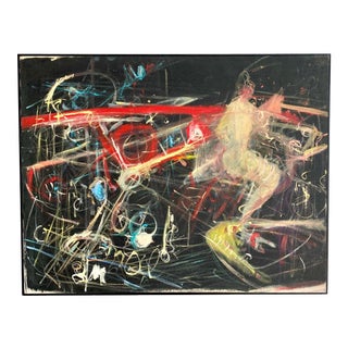 Midcentury Abstract Oil Signed R. Setter For Sale