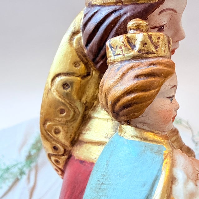 Handmade Carved Wooden Religious Figure of Madonna and Child, 1980s For Sale - Image 11 of 16