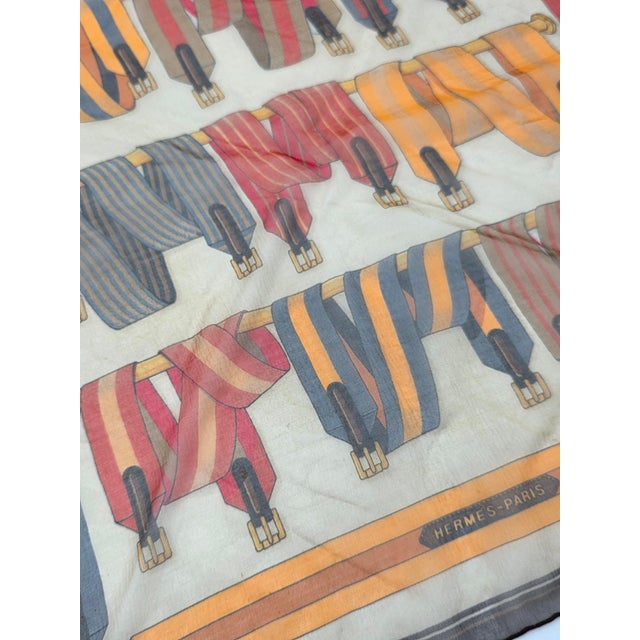 Contemporary Vintage Hermes Silk Scarf Joachim Metz Belts Paris France Multi Colored 17 Inch For Sale - Image 3 of 10
