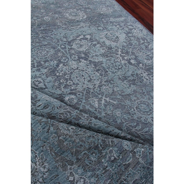 Textile Bryant Blue/Light Blue Hand knotted Wool/Viscose/Cotton Area Rug - 12'x15' For Sale - Image 7 of 8