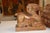 Pair Carved Wood Seated Rams Gold / Burgundy Wash For Sale - Image 6 of 14