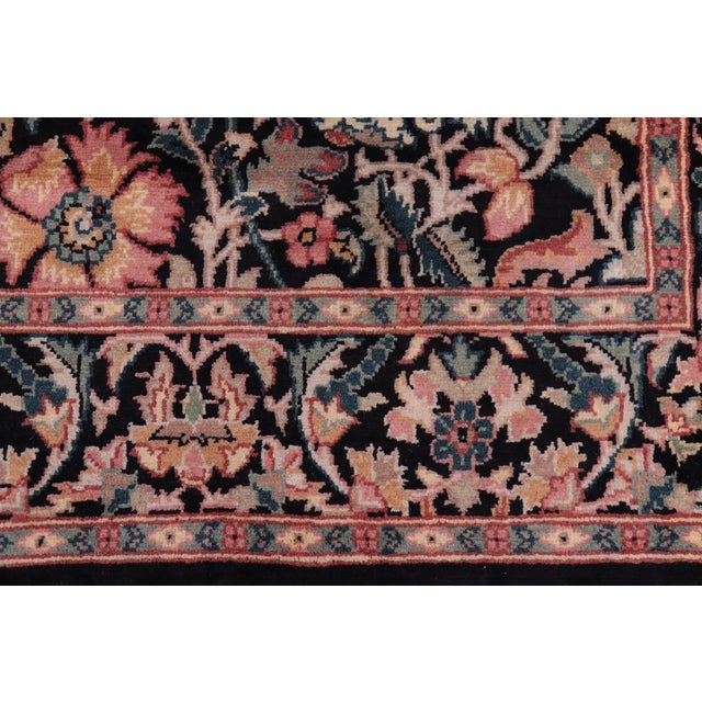 1990s 1990's Floral Gulshan Ayub Pak-Persian Black/Black Wool Rug - 4'8'' X 7'1'' For Sale - Image 5 of 9