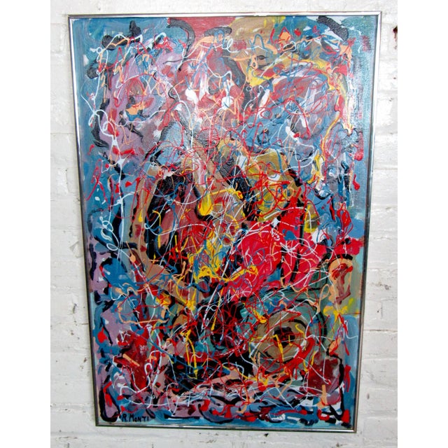 Framed Abstract Expressionist Painting by R. Monti For Sale In New York - Image 6 of 6