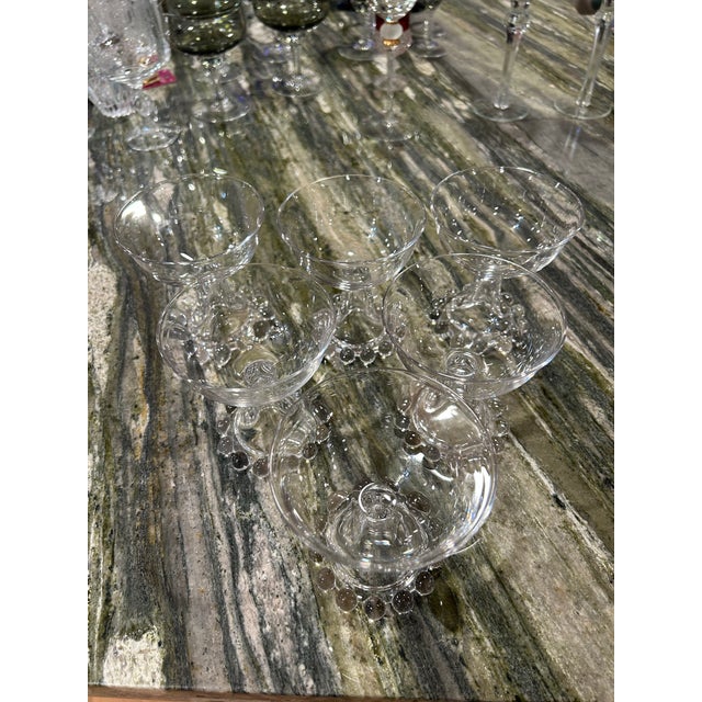 1940s Set of 6 Champagne Coupes or Parfait Glasses by Imperial Glass in Candlewick Pattern For Sale In Sacramento - Image 6 of 11