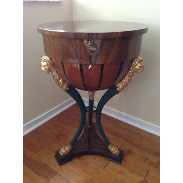 An exceptional Pair of Empire Side tables fitted with His/Her Concealed Compartments; composed of Ash burlwood,cherrywood...