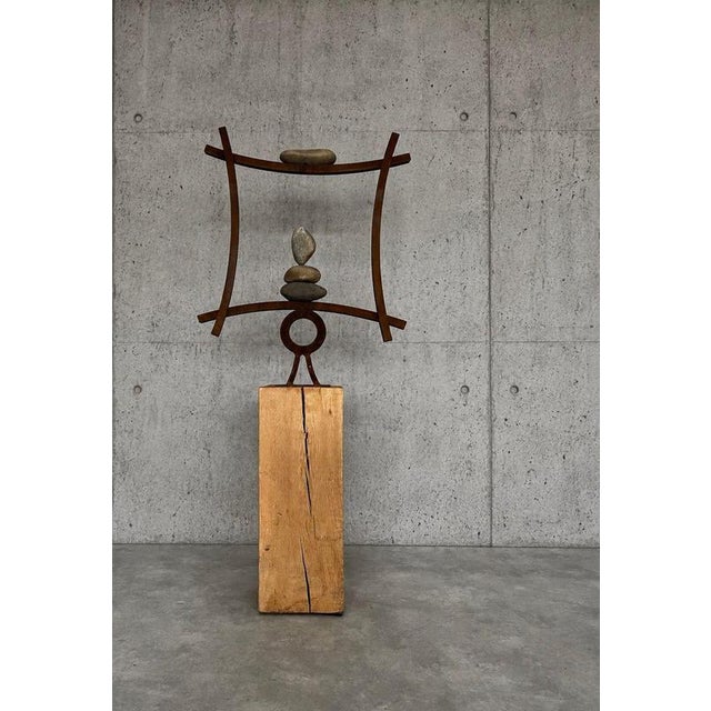 Dutch Equilibrium Sculpture in Stone and Steel, 1970s For Sale - Image 6 of 6