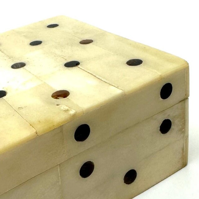 Wood Mid-Century Tessellated Bone & Onyx Tile Inlay Trinket or Jewelry Box For Sale - Image 7 of 9