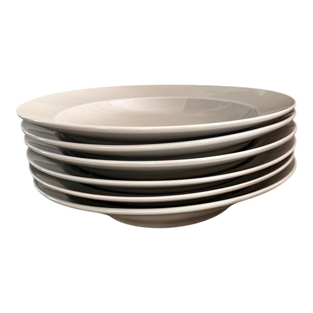 Vintage Restoration Hardware Chinese Porcelain Grand-Rimmed Pasta Bowls Set of 6 For Sale