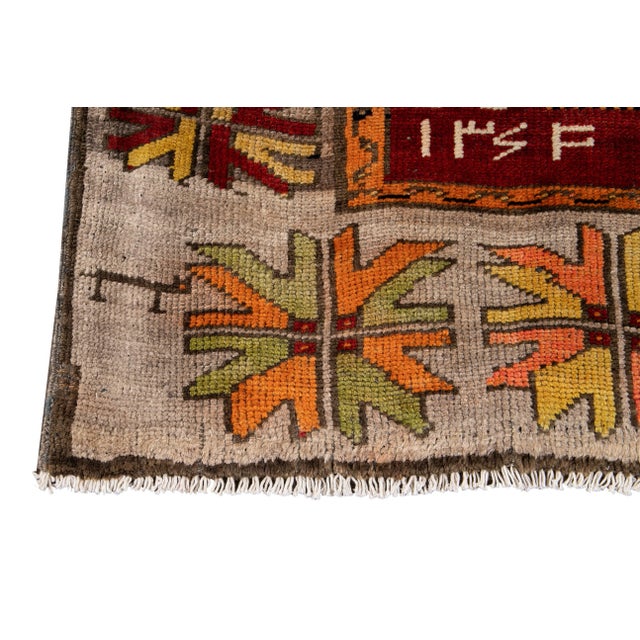 1960s Vintage Azeri Handmade Red Tribal Wool Runner For Sale - Image 4 of 9