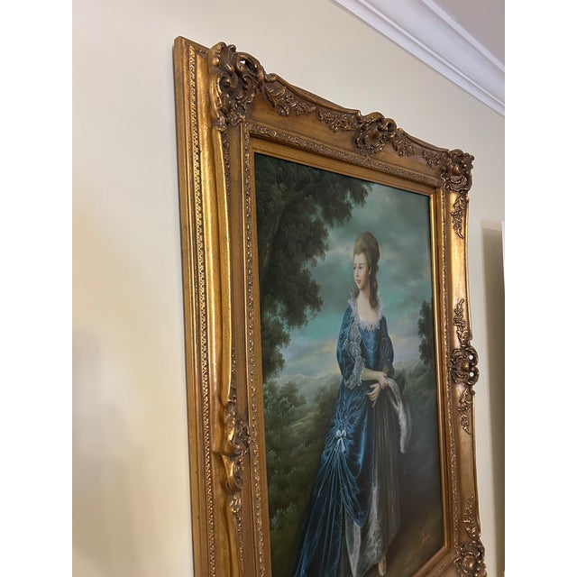 20th Century Oil Paintings Young Boy With Spaniel and Duchess of York - a Pair For Sale - Image 14 of 16