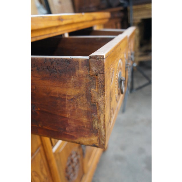 Late 19th Century Antique Chinese Qing Dynasty Carved Elm Altar Cabinet For Sale - Image 10 of 12