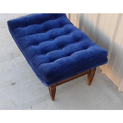 Vintage Mid Century Blue Tufted Ottoman for Castro Convertibles Arden Chair For Sale - Image 4 of 7