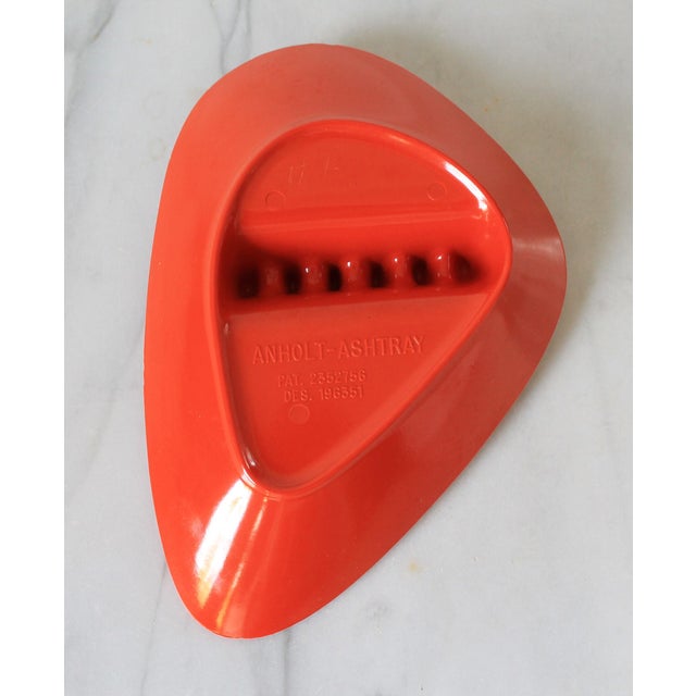 Vintage Bright Orange Melamine Boomerang Ashtray For Sale - Image 4 of 8