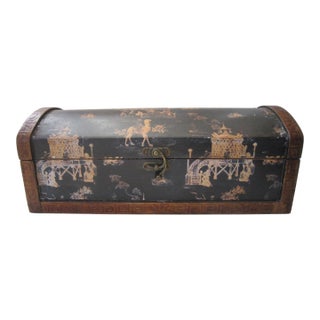 Vintage Chinoiserie Chinese Wood Box For Sale