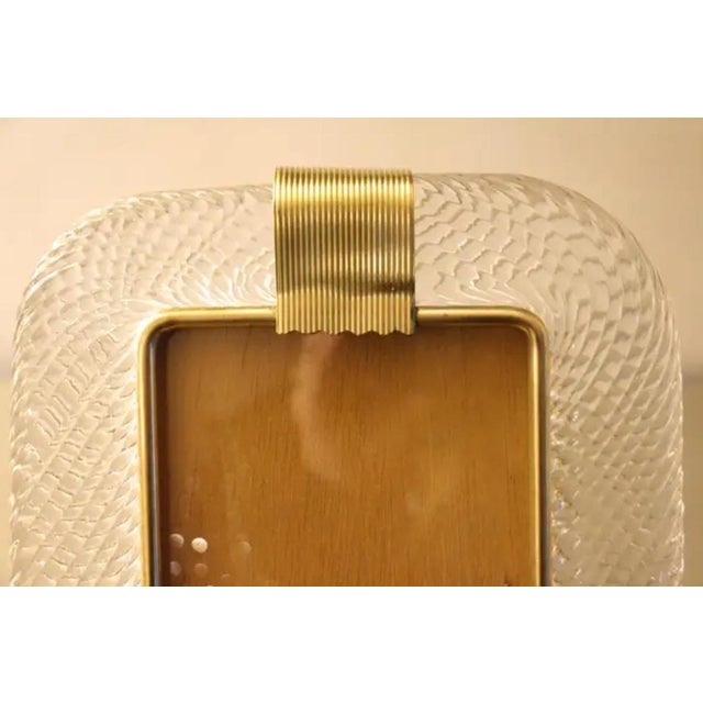 Metal Crystal Twisted Murano Glass and Brass Picture Frame by Barovier E Toso For Sale - Image 7 of 18