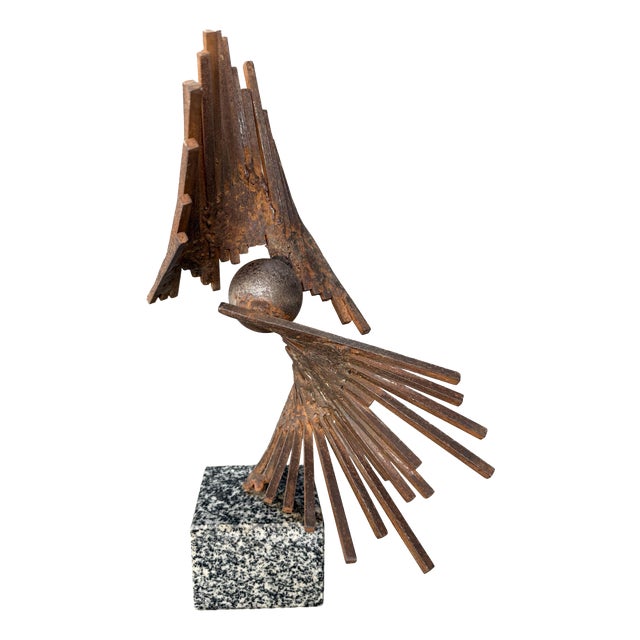 Sergio Castillo Mandiola, Abstract Sculpture, Chile, 1980s, Iron on Granite Base For Sale