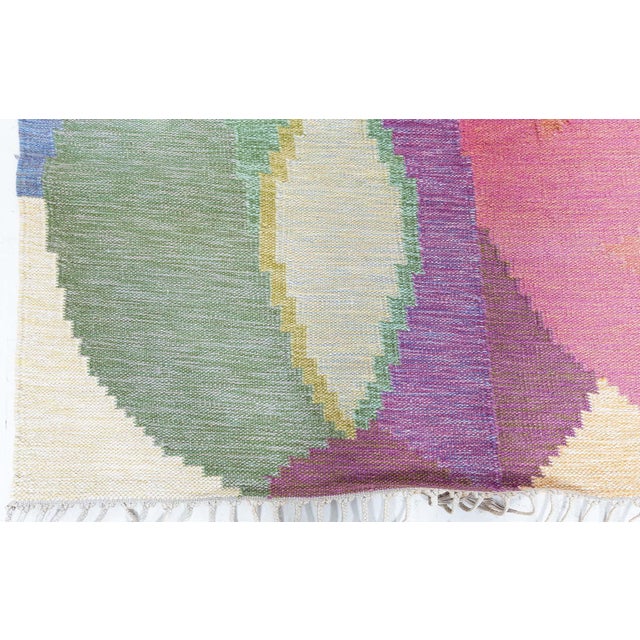 Mid-Century Scandinavian Abstract Lavender Flatweave Rug By Ingegerd Silow For Sale - Image 10 of 11