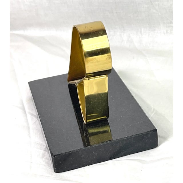 Modern Gold Brass Marble Desk Sculpture For Sale - Image 11 of 13