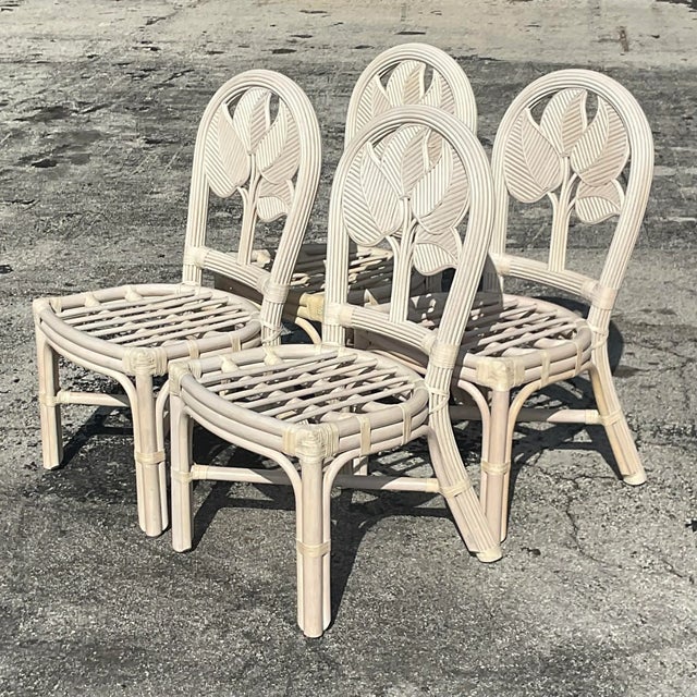 Vintage Coastal Rattan Dining Chairs - Set of Four For Sale - Image 9 of 9