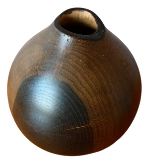 Vintage Scandinavian Turned Wooden Vase in Hazelnut Wood, Denmark, 1970s