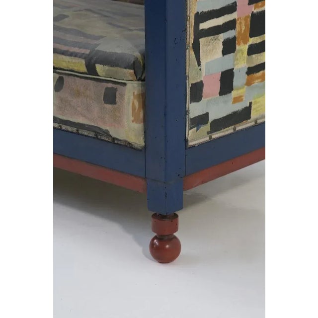 Blue Italian Futurist Sofa attributed to Fillìa Luigi Colombo, 1930 For Sale - Image 8 of 9