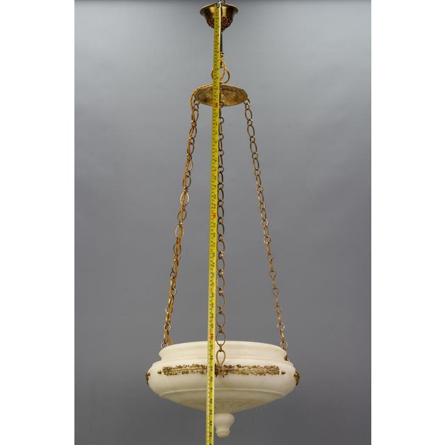 French Neoclassical Style White Alabaster, Gilt Bronze and Brass Pendant Light, 1890s For Sale - Image 16 of 18