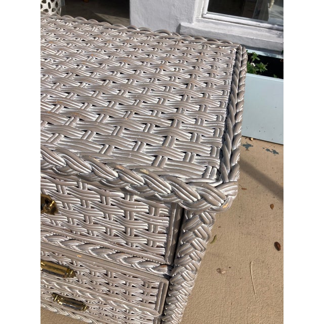 Bielecky Brothers Rattan Double Dresser With White Wahsed Finish For Sale In Miami - Image 6 of 12