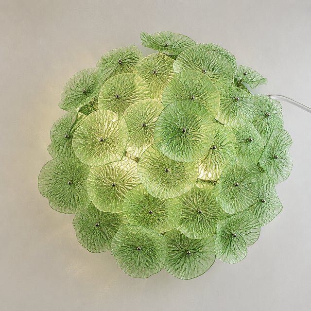 2020s Contemporary Floreal Green Murano Glass Flush Mount by Simoeng For Sale - Image 5 of 5