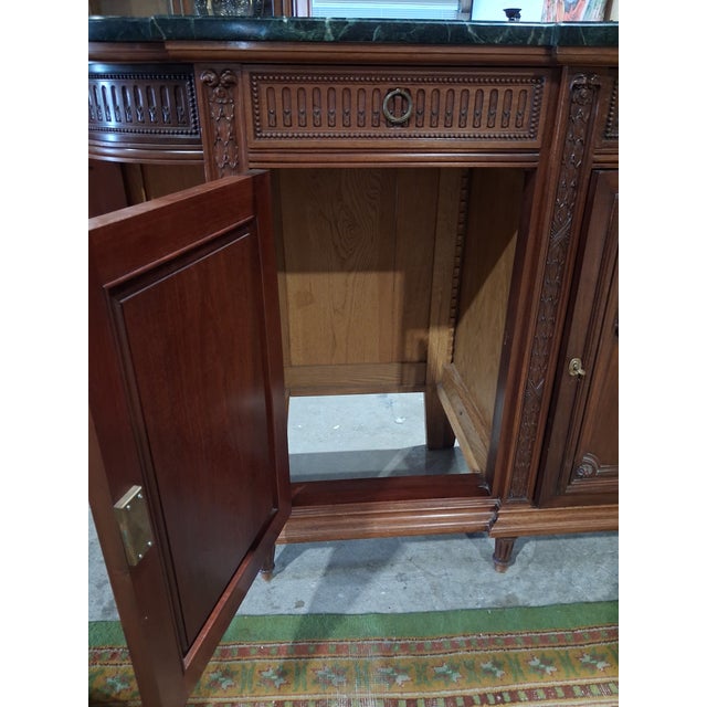 Antique French Louis XVI Revival Mahogany Marble Top Dining Room Suite For Sale - Image 16 of 18