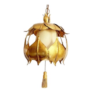 1960s Italian Gilt Lotus Light For Sale
