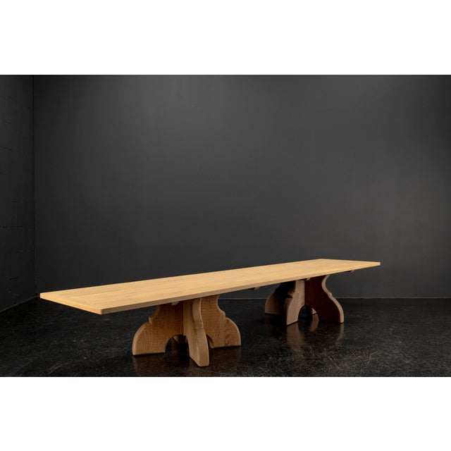Brown Brutalist Table Handcrafted Soaped Oak Bench, 1960s For Sale - Image 8 of 18