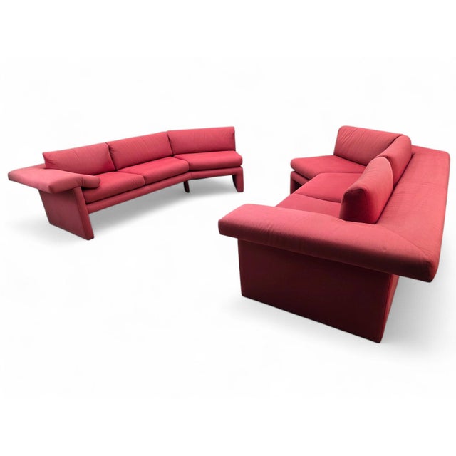 Textile Late 20th Century Italian Postmodern Vico Magistretti Style Large 2-Piece Sectional Sofa For Sale - Image 7 of 11