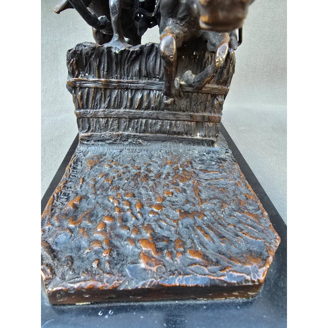 Bronze horses in motion on black marble base signed I. Bonheur and entitled the "Steeplechase". Isidore Jules Bonheur is a...