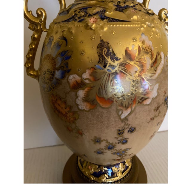 Mid 19th Century Elegant Cobalt and Gold Encrusted 19th Century Royal Crown Derby Lamp For Sale - Image 5 of 12