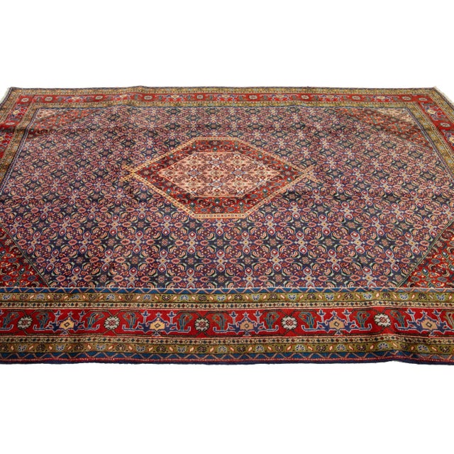 1930s Blue Vintage Tabriz Wool Rug Handmade With Allover Pattern For Sale - Image 4 of 8