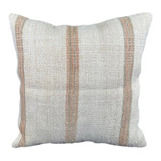Turkish Hemp Pillow Cushion Natural Beige Rust Pillow Cushion Cover 24"x24" For Sale