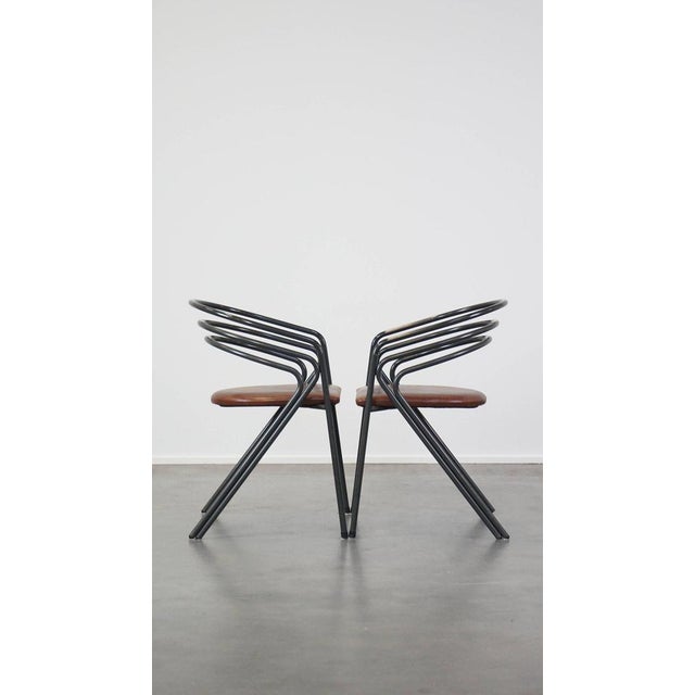 Metal Frame Dining Chairs with Leathers Seats, 1970s, Set of 4 For Sale - Image 4 of 15