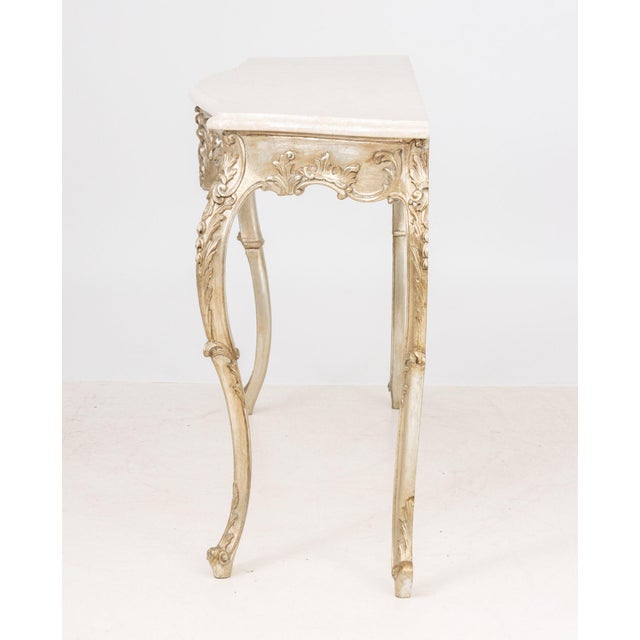 Silver Italian Rococo Style Silvered Wood Console Table For Sale - Image 8 of 9