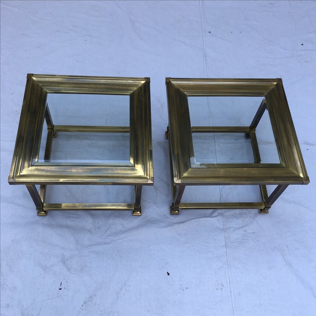 Brass PictureFrame Side Tables by Mastercraft Pair Chairish