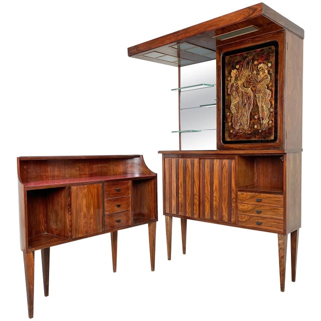 Mid-Century Modern Wood, Mirror & Glass Bar Cabinet, Italy, 1960s For Sale - Image 17 of 17