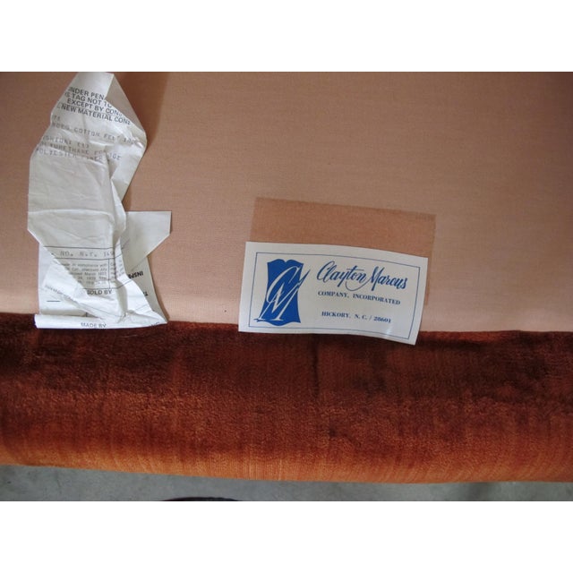 Orange Mid 20th Century Clayton Marcus Orange Velvet Wing Back Queen Anne Chairs- Set of 2 For Sale - Image 8 of 8