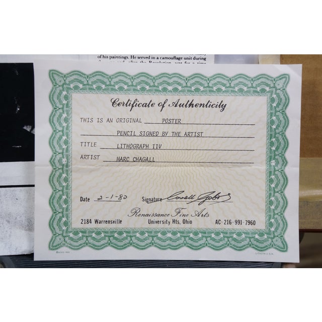 1980 Marc Chagall Signed Lithographe III Lithograph Book Cover Poster 31" For Sale - Image 11 of 12