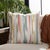 A Whimsical Flame Stitch Pattern In Tones Of Petal, Coral, Juniper, Sky Blue, And Yellow Over A Cream Warp In Sunbrella...