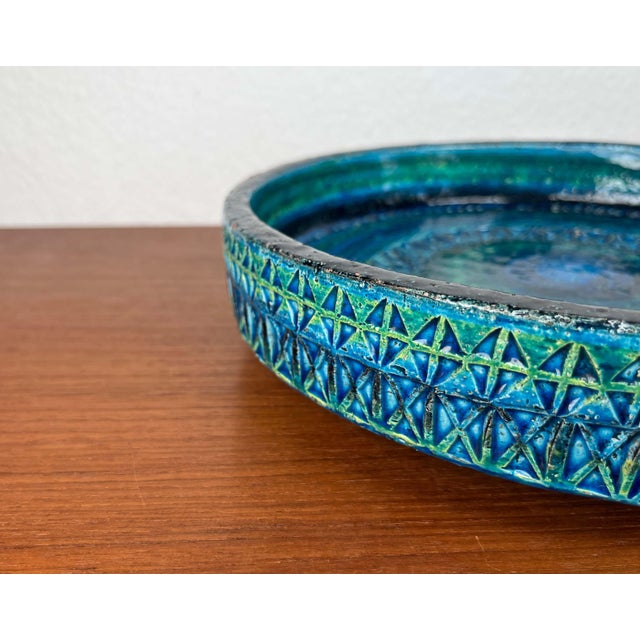Large Mid-Century Modern Rimini Blu Pottery Bowl by Aldo Londi for Bitossi, Italy, 1960s For Sale - Image 12 of 18