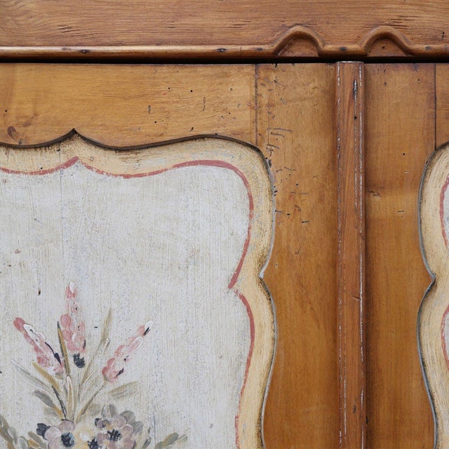 Vintage Decorated Wardrobe in Fir, 1920s For Sale - Image 3 of 5