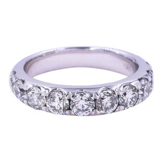 2 Carat Classic Round Shape Brilliant Cut Diamond Wide Eternity Half Way Wedding Band, Size 7 For Sale