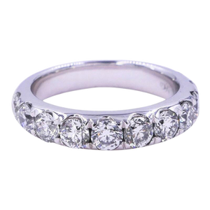 2 Carat Classic Round Shape Brilliant Cut Diamond Wide Eternity Half Way Wedding Band, Size 7